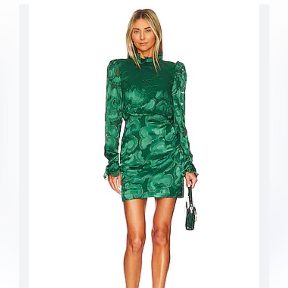SALONI Green Patterned Long Sleeve Dress
